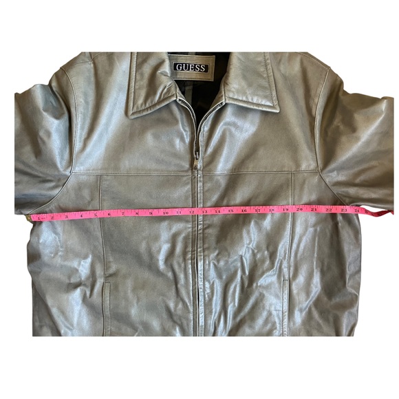 Guess Green Leather Zip Up Jacket Men Size XL - Picture 8 of 9